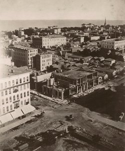 Utsikt östsydost från kupolen på domstolsbyggnaden i Chicago