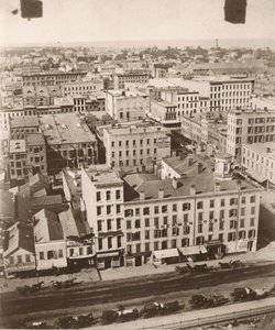 Utsikt norrut från kupolen på domstolsbyggnaden i Chicago, 1858