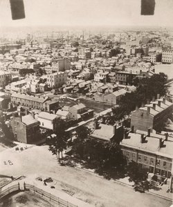 Utsikt sydväst från kupolen på domstolsbyggnaden i Chicago, 1858