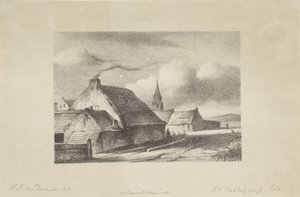 Hus och ett kyrktorn i Katwijk av Alexander Hieronymus Bakhuyzen (II)