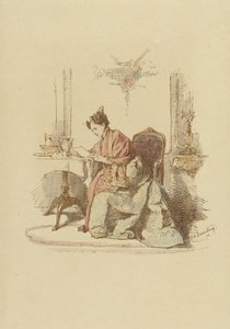 Kvinna som läser ett brev vid ett bord av Alexander Hugo Bakker Korff
