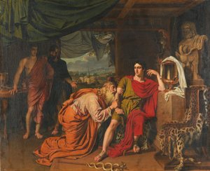 Ryska: "Priam ber Akilles om Hektors kropp " Priam ber Akilles att återlämna Hektors kropp av Alexander Ivanov