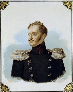 Porträtt av kejsaren av Ryssland Nicholas I (1796-1855) (Porträtt av kejsaren Nicholas I). Verk av Alexander Ivanovich Klunder (1802-1875), akvarell och vitt på kartong