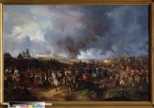 Nationernas strid vid Leipzig (Tyskland), oktober 1813. (Eller slaget vid Leipzig, avsnitt av Napoleonkrigen, under det tyska fälttåget (1813). Målning av Alexander Ivanovich Sauerweid (1783-1844), olja på duk