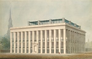 Förslag till Astor House Park Hotel, New York-perspektiv, ca. 1830-34.