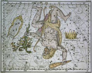 Hercules, från "A Celestial Atlas", pub. år 1822