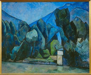 Landskap med flod (målning på duk)