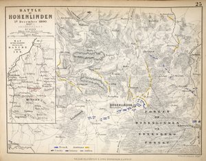 Karta över slaget vid Hohenlinden, utgiven av William Blackwood and Sons, Edinburgh und London, 1848 (handkolorerat gravyr)