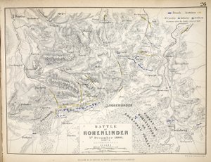 Karta över slaget vid Hohenlinden, publicerad av William Blackwood and Sons, Edinburgh och London, 1848 (handfärgad gravyr)