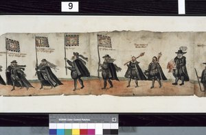 Detalj från The Huntly Funeral Procession, som sägs ha använts för obsequies av George 1st, Marquess of Huntly