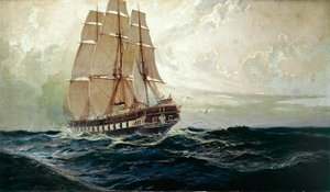 Den österrikiska fregatten Novara till havs... av Alexander Kirchner