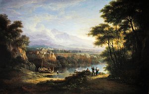 Klassiskt landskap (olja på duk) av Alexander Nasmyth