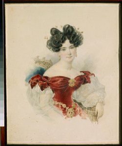 Porträtt av prinsessan Natalia Viktorovna Kotchoubei (1800-1854) - Akvarell på papper av Alexander Briullov (Alexandre Briullov) (1798-1877)