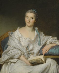 Porträtt av Marie-Françoise Julie Constance Filleul, Marquise de Marigny med en bok