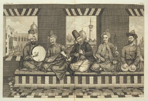 Syriska musiker, tallrik 4 från "Natural History of Aleppo", pub. av Patrick Russell, 1794 av Alexander Russell