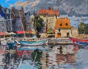 Den färgglada hamnen i Honfleur av Alexander Shandor