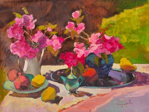 Livfullt blomsterstilleben av Alexander Shandor