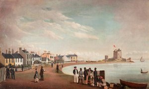 Beach Crescent och Broughty Castle, ca 1835 (olja på duk) av Alexander Smith