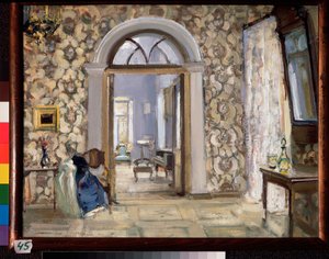 Mottagningsrummet på Obninskys herrgård Belkino - Verk av Alexander Valentinovich Sredin (Sredine) (1872-1934), olja på kartong - rysk konst, sent 1800-tidigt 1900-tal, modernism - stat