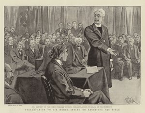 Presentation till Sir Henry Irving när han mottar sin titel