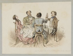 Fyra figurer gör en skål vid ett bord av Alexander Ver Huell