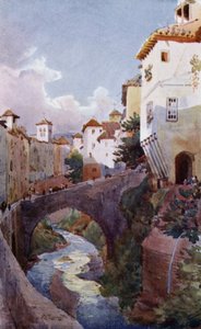 I Albaicin, Granada (färg litho)