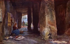 Förhistorisk grotta, Antequera (färg litho)
