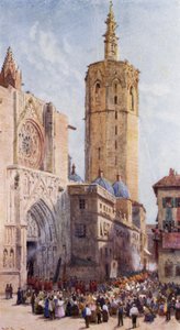 The Mignelete, Valencia (färg litho) av Alexander Wallace Rimington