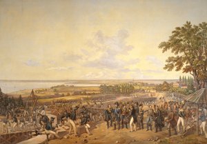 Kung Carl XIV Johan (1763-1844) av Sverige på besök i kanalslussarna vid Berg 1819, 1856 av Alexander Wetterling