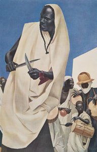 Kuli-Kuta-dansen (Niamey) Parody of the Ancient Human Sacrifices of Dahomey), från Drawings and Paintings of Africa, utförd under Citroen Center Africa-expeditionen, andra Haardt-uppdraget av Alexander Yakovlev