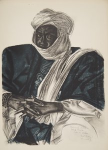 Mohamed Salek, känd som Doud Moura, Sultan av Ouadai (Fort Lamy), från Drawings and Paintings of Africa, avrättad under Citroen Center Africa-expeditionen, andra Haardt Audouin-Dubreuil-uppdraget, pub. av Alexander Yakovlev