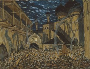 Scenografi för operan The Pskov Maiden av N. Rimsky-Korsakov, ca. av Alexander Yakovlevich Golovin