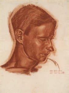 Porträtt av konstnären Vasily Shukhaev 1887-1973, slutet av 1910-talet
