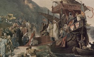 Kejsar Fredrik II tar emot i Stolzenfels sin brud Isabella av Alexander Zick