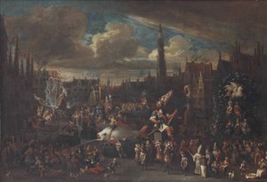 Ommegang i Antwerpen vid Meir av Alexander van Bredael