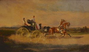 Kejsar Franz Josef I av Österrike tar en tur med sin faeton, 1864.
