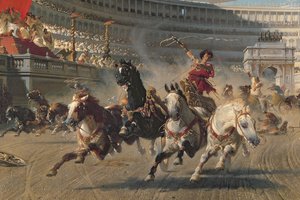 The Chariot Race, c.1882 (olja på duk) (detalj av 201093)