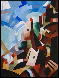 Italiensk stad vid havet, ca 1917 (olja och tempera på duk)