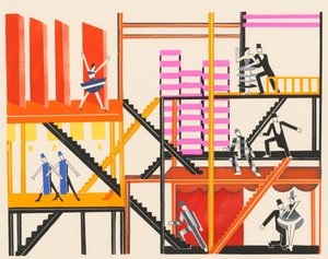 Naturskön design från portföljen Décors de Théâtre, 1930. av Alexandra Alexandrowna Exter