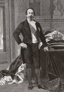 Porträtt av Napoleon III, fransmännens kejsare - grav. från målningen av Alessandro Cabanel.