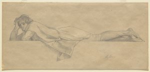 Studie för "Den florentinska poeten", c.1853 av Alexandre Cabanel