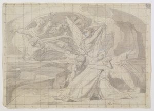 Studie för The Death of Moses, 1851 (penna och bläck, tvätt, penna och gouache på papper) (se 225068) av Alexandre Cabanel