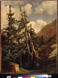 Granar i bergen av Calame, Alexandre (1810-1864). Olja på duk, Mått: 68,5x53. State A. Pushkin Museum of Fine Arts, Moskva av Alexandre Calame