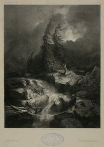 Bergsbäck i storm av Alexandre Calame