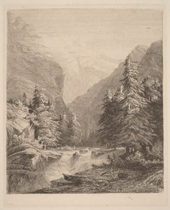 Bergsvattenfall av Alexandre Calame