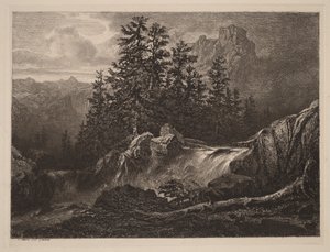 Bergsvattenfall av Alexandre Calame