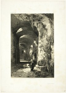 Ruin av en amfiteater vid Pouzzoles (Kungariket Neapel), skylt 9 från Oeuvres de A. Calame av Alexandre Calame