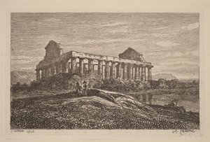 Ruiner vid Paestum av Alexandre Calame