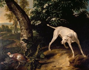 Jaktscen, detalj ur målning av Alexandre-Francois Desportes (1661-1743), Frankrike av Alexandre Francois Desportes