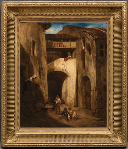Italiensk innergård av Alexandre Gabriel Decamps